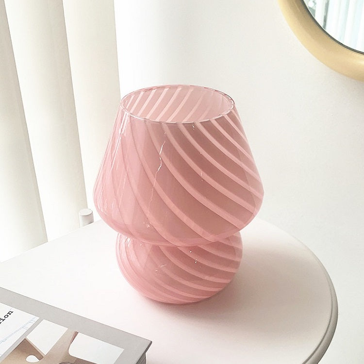 Pink mushroom lamp with swirl design
