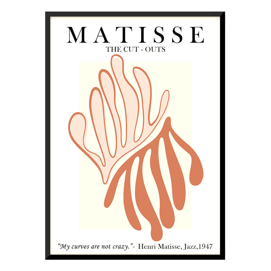 Matisse Cut-Outs art print, abstract curves, framed.