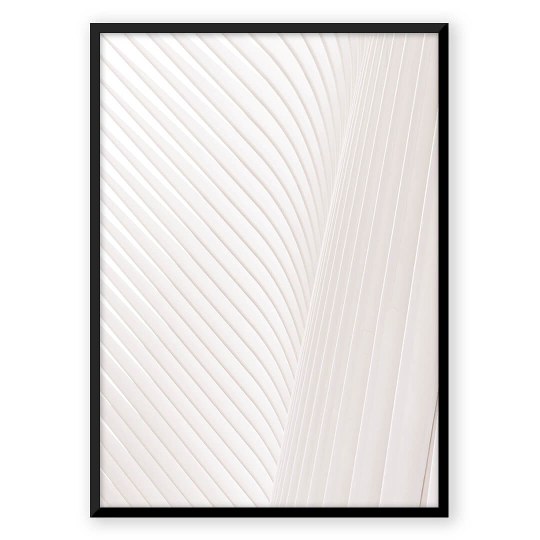 Abstract white lines framed art print