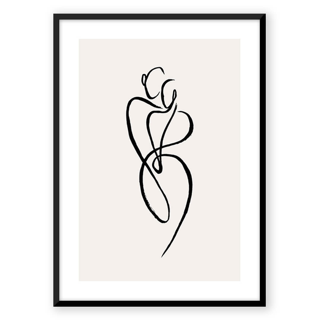 Abstract line art of embracing couple (E_f98720c3)