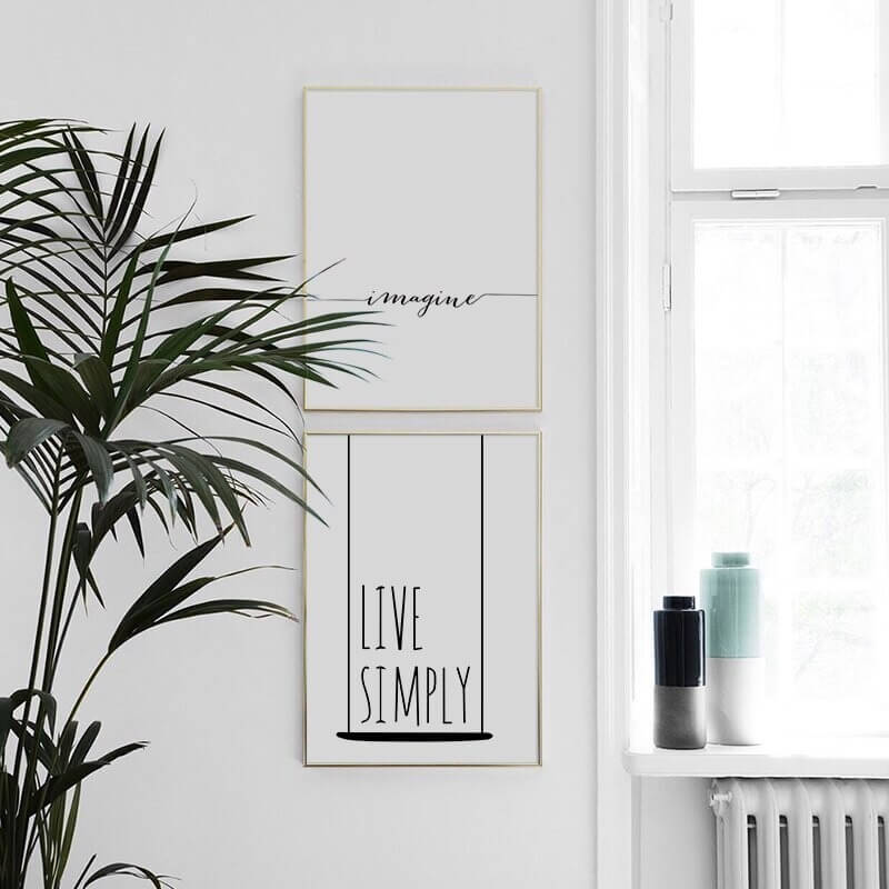 Minimalist Live Simply & Imagine art print.