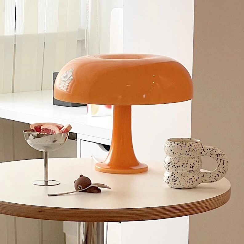 Orange mushroom LED table lamp for room decor