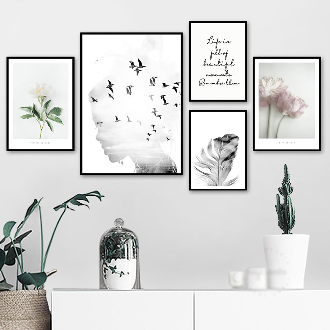 Flower & Feather Quote - Nordic Peace