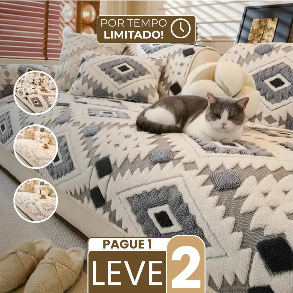 [Compre 1, Leve 2] Kit Petúnia - Capa em Chenille com Escudo Anti-Manchas e Anti-Odor