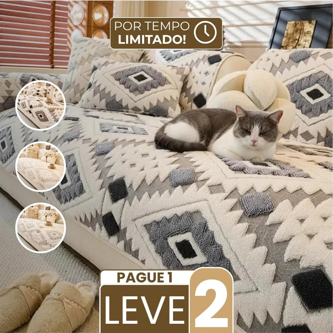 [Compre 1, Leve 2] Kit Petúnia - Capa em Chenille com Escudo Anti-Manchas e Anti-Odor