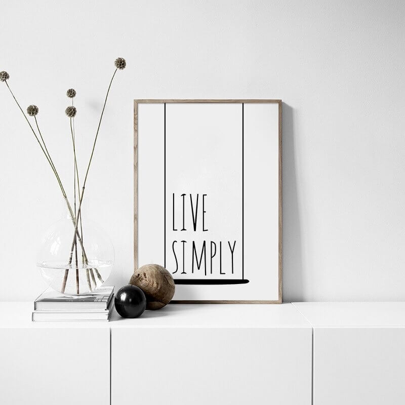 Minimalist Live Simply quote art print