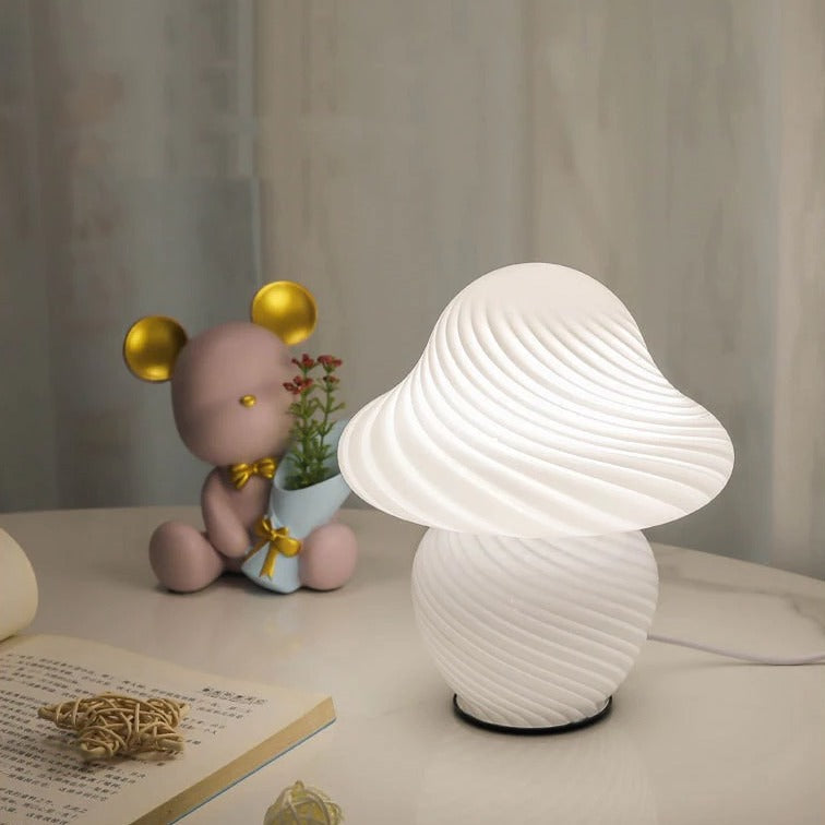 Striped mushroom lamp for home decor