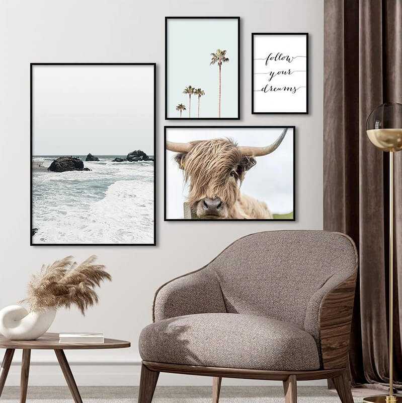 Nordic tropical coast landscape canvas art