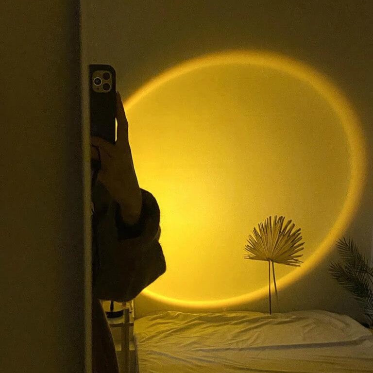 Sunset projector light on wall
